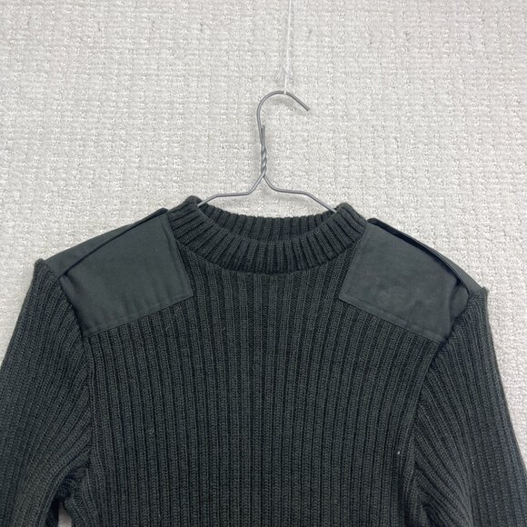 VTG 1983 Standard Knitting LTD Military Sweater Green Wool Pullover Patches Read - Picture 2 of 11